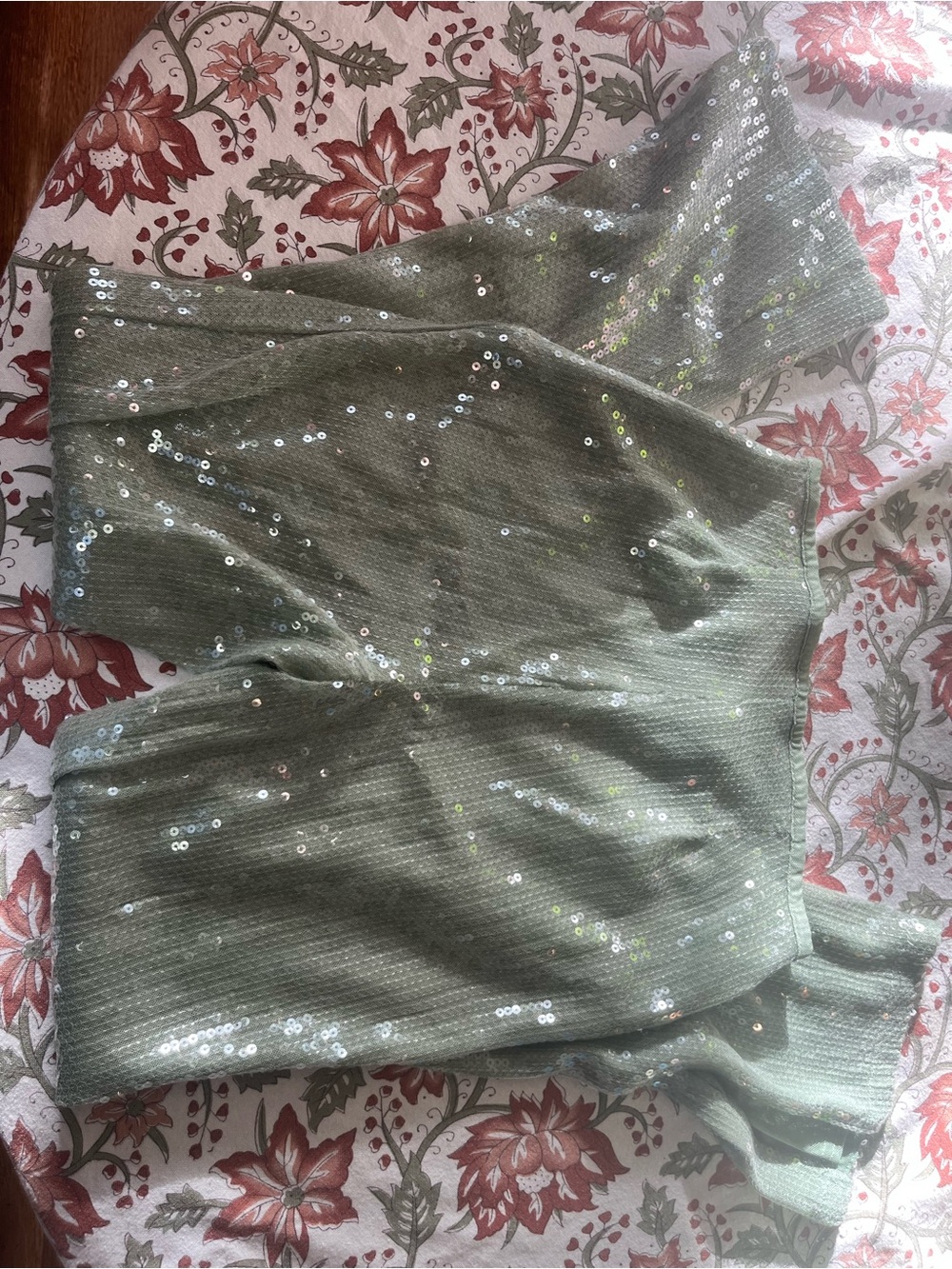 Kimchi Blue Olive Green Sequin Wide Leg Jeans